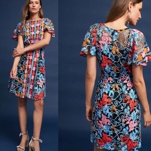 Anthropologie Ferrah Floral Embroidered Dress